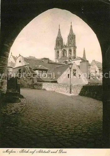 Meissen Elbe Sachsen Blick auf Altstadt und Dom Kat. Meissen