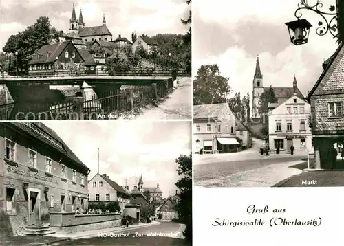 Schirgiswalde Partie an der Spree Markt Kirche HO Gasthof Zur Weintraube Kat. Schirgiswalde