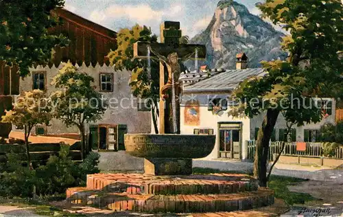 Oberammergau Kuenstlerkarte von V. Marschall Kat. Oberammergau