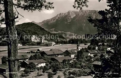 Niederaudorf mit Kloster Reisach und Kaisergebirge Kat. Oberaudorf