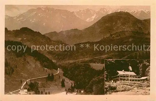 Oberaudorf Blick vom Tatzelwurm auf St. Georg und Kaisergebirge Kat. Oberaudorf