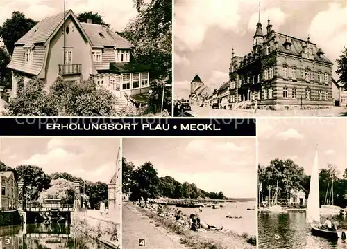 Plau Mecklenburg Jugendherberge Walter Husemann Rathaus Marktplatz Elde Strandbad Plauer See Seglerheim Kat. Plau See