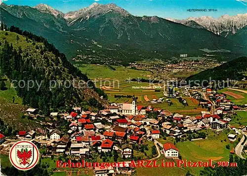 Arzl Pitztal Hotel Erika Heiterwand Fliegeraufnahme Kat. Arzl im Pitztal