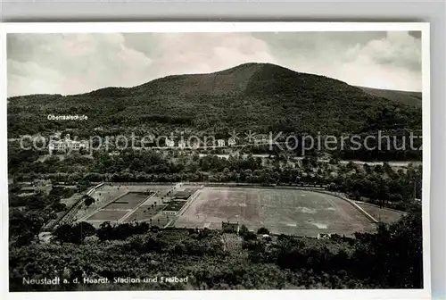 Neustadt Haardt Stadion und Freibad Oberrealschule Kat. Neustadt an der Weinstr.