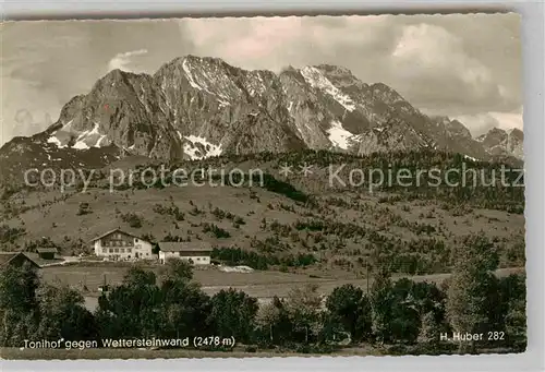 Mittenwald Bayern Tonihof gegen Wettersteinwand Kat. Mittenwald