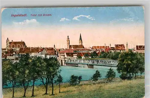 Ingolstadt Donau Totalansicht mit Bruecke Kat. Ingolstadt