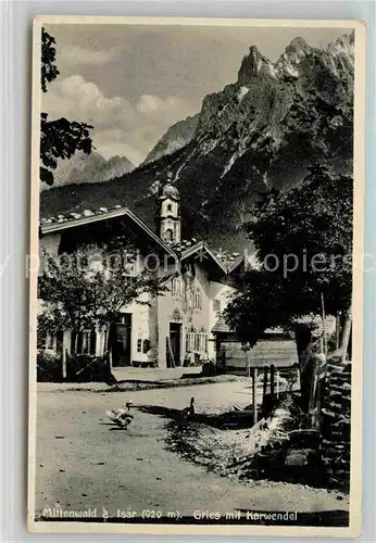 Mittenwald Bayern Gries mit Karwendel Kat. Mittenwald