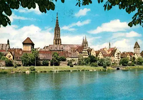 Ulm Donau Altstadt Blick vom Donauufer Muenster Kat. Ulm