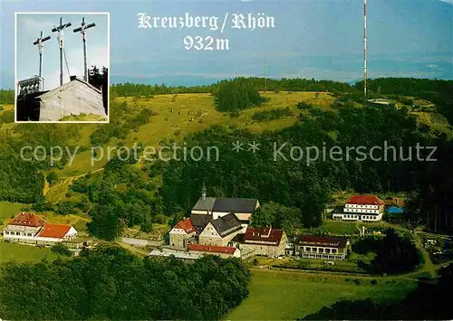 Kreuzberg Rhoen Franziskaner Kloster 17. Jhdt. Kreuzweg Heiliger Berg der Rhoen Fliegeraufnahme Kat. Gersfeld (Rhoen)