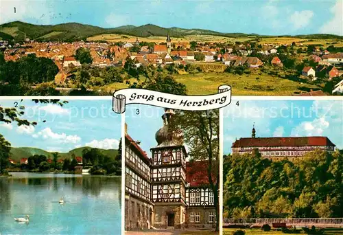 Herzberg Harz Panorama Jues See Schlosshof Burg Kat. Herzberg am Harz