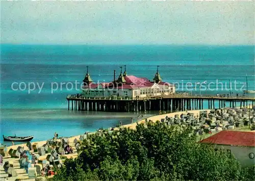 Ahlbeck Ostseebad Strand und Strandcafe Kat. Heringsdorf Insel Usedom