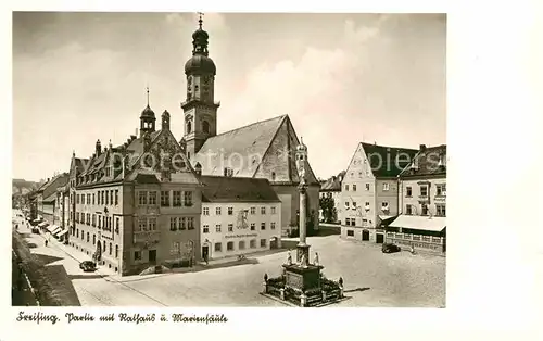 Freising Oberbayern Rathaus Mariensaeule Kat. Freising