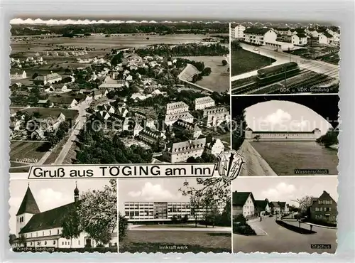 Toeging Inn Luftaufnahme Wasserschloss Stachus Kraftwerk Kirche Siedlung   Kat. Toeging a.Inn