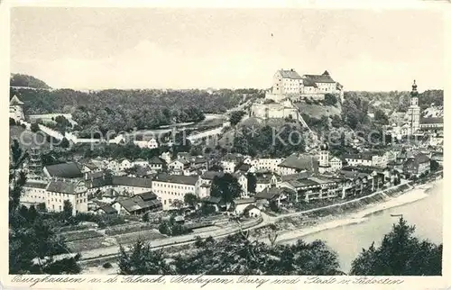 Burghausen Salzach Salzach mit Burg Kat. Burghausen