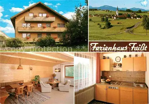 Wald Ostallgaeu Ferienhaus Faisst Ortsansicht mit Blick auf die Alpen Kat. Wald