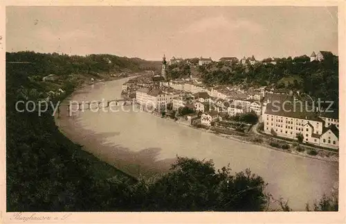 Burghausen Salzach Salzachpartie mit Bruecke Kat. Burghausen