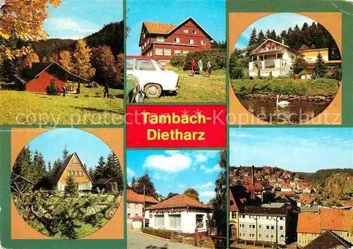 Tambach Dietharz Bergsteigerhuette Falkenstein Berggaststaette Ebertswiese Haus am Schwanenteich Haus am Kratersee Pinguin Eisbar Kirchturmblick Kat. Tambach Dietharz