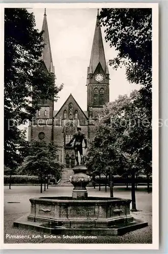 Pirmasens Schusterbrunnen und Kirche Kat. Pirmasens