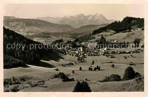 Oberstaufen Blick auf Saentis und Altmann Kat. Oberstaufen