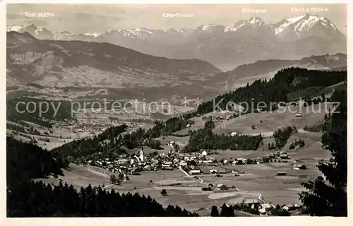 Oberstaufen Blick von der Juget zum Bregenzer Wald Kat. Oberstaufen