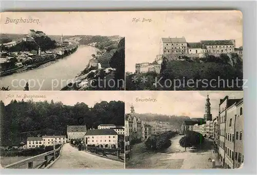 Burghausen Salzach mit Burg Hauptplatz  Kat. Burghausen