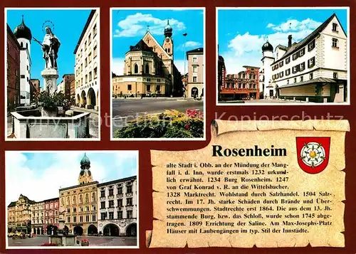 Rosenheim Bayern Heilig Geist Str mit Hl Nepomuk Pfarrkirche Mittertor und Heimatmuseum Max Josef Platz Kat. Rosenheim