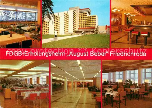 Friedrichroda FDGB Erholungsheim August Bebel Speisesaal Bar Foyer Kat. Friedrichroda