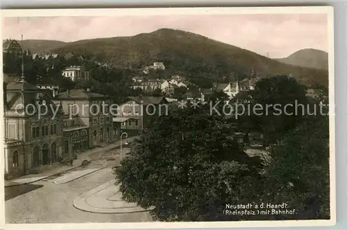 Neustadt Haardt Ortsansicht mit Bahnhof Kat. Neustadt an der Weinstr.