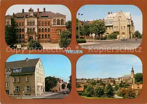 Treuen Lessingschule Ernst Thaelmann Platz mit Stadtcafe Kat. Treuen Vogtland