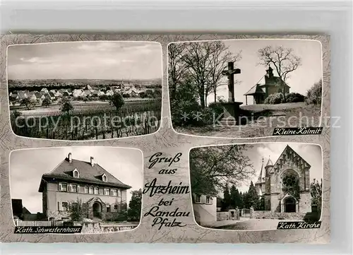 Arzheim Landau Panorama Kleine Kalmit Kreuz Schwesternhaus Kirche Bromsilber