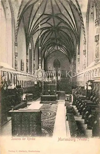 Marienburg Westpreussen Inneres der Schlosskirche Kat. Malbork Polen