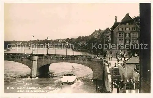 Basel BS Schifflaende mit Dampfer Rheinbruecke Kat. Basel