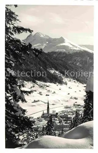 Davos GR Winterpanorama Blick aus dem Schatzalpwald Alpen Kat. Davos