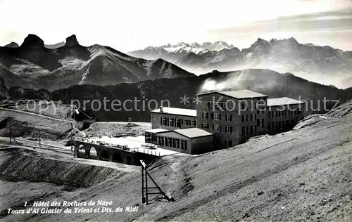 Rochers de Naye Berghotel Tours d Ai Glacier du Trient et Dents du Midi Alpenpanorama Kat. Rochers de Naye