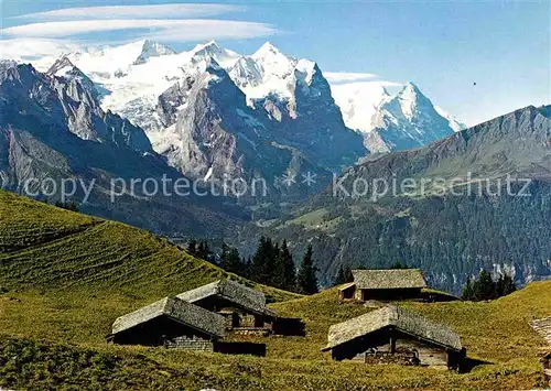 Kaeserstatt Hasliberg Berghuetten Berner Oberland Wetterhorngruppe Eiger und Moench Berner Alpen