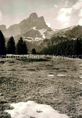 Braunwald GL Eggstoecke und Gumen vom Unterstafel aus Glarner Alpen Kat. Braunwald