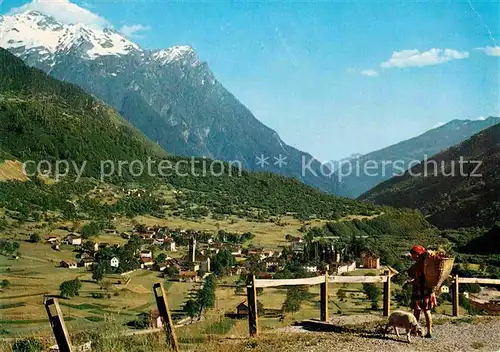 Olivone Gesamtansicht mit Alpenpanorama Kat. Olivone