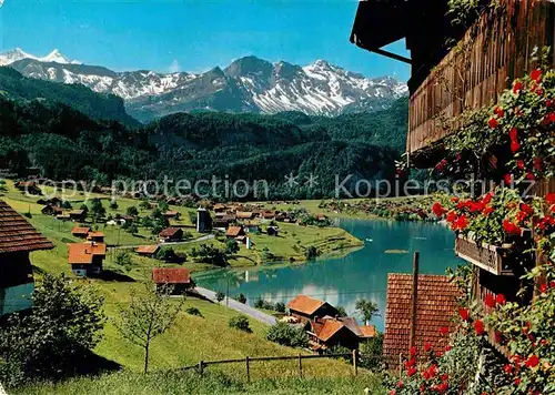 Lungern am Lungernsee mit Wetterhorn Berner Alpen Kat. Lungern