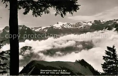 Stanserhorn Blick auf Titlis und Nebelmeer Alpenpanorama Kat. Stanserhorn