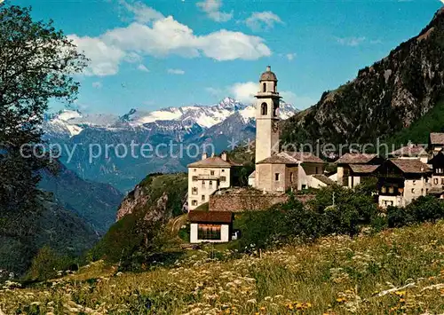 Soglio Bergdorf Kirche Alpenpanorama Kat. Soglio