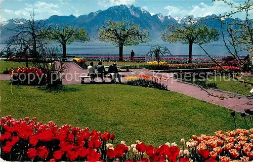 Montreux VD Quais et les Alpes Kat. Montreux