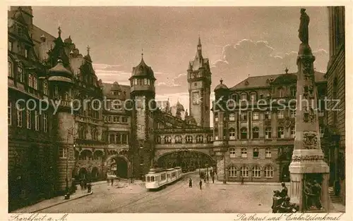 Strassenbahn Frankfurt am Main Rathaus Einheitsdenkmal Kat. Strassenbahn