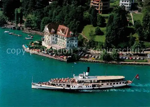 Dampfer Seitenrad Gallia Hotel Central am See Weggis Vierwaldstaettersee  Kat. Schiffe