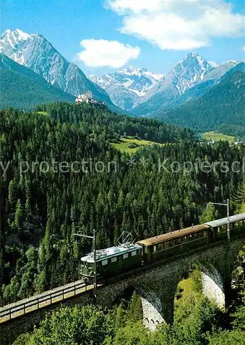 Eisenbahn Rhaetische Bahn Schloss Tarasp  Kat. Eisenbahn