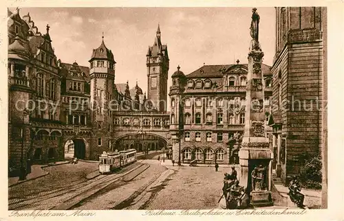 Strassenbahn Frankfurt am Main Rathaus Paulsplatz Einheitsdenkmal  Kat. Strassenbahn