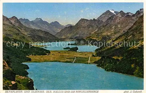 Foto Gaberell J. Nr. 5935 Silvaplaner  und Silsersee Sils Maloja Bergellerberge Kat. Fotografie