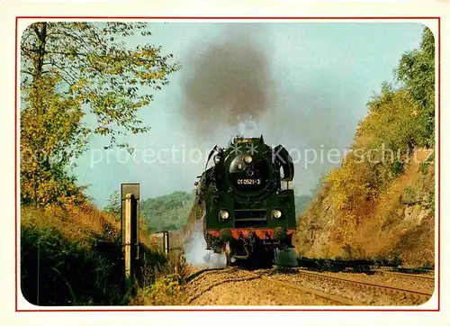 Lokomotive 01 0521 zwischen Saalfeld und Unterwellenborn  Kat. Eisenbahn