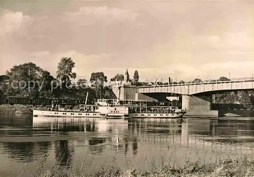 Dampfer Seitenrad Riesa Neue Elbbruecke  Kat. Schiffe