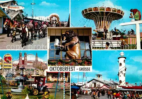 Oktoberfest Muenchen Kettenkarussell Brauerei Pferdegespann  Kat. Feiern und Feste