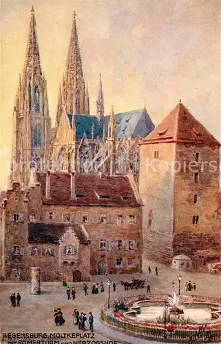 Verlag Tucks Oilette Nr. 711 Regensburg Moltkeplatz Roemerturm Herzogshof  Kat. Verlage